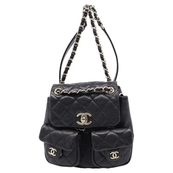 Chanel Small Duma Pockets Drawstring Backpack in Black Caviar Leather - Picture 1 of 8